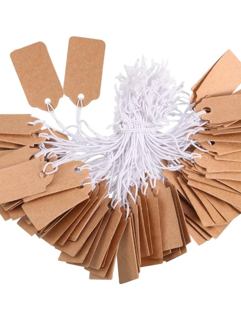 300 pcs Kraft Price Tags with Elastic String 1.38 x 0.71 Inch